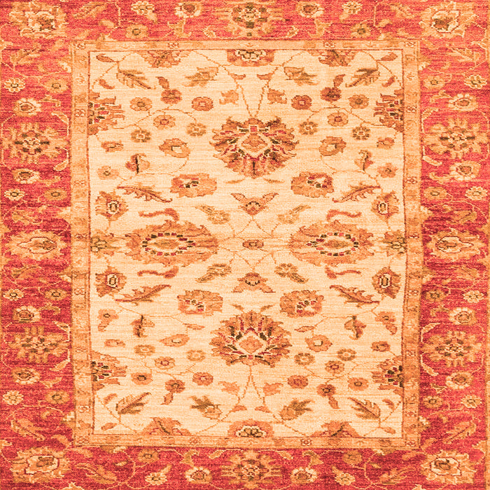 Square Machine Washable Oriental Orange Traditional Area Rugs, wshabs3992org
