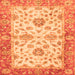 Square Machine Washable Oriental Orange Traditional Area Rugs, wshabs3992org