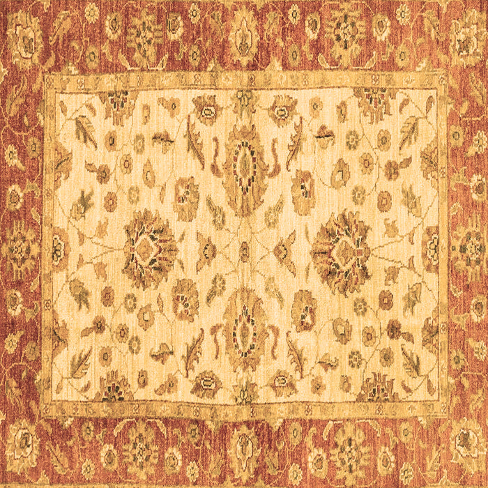 Square Oriental Brown Traditional Rug, abs3992brn