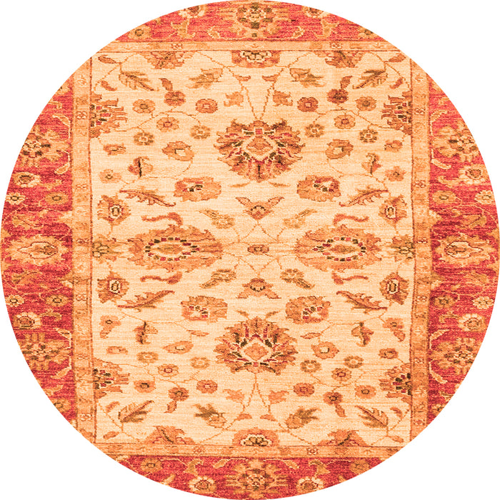 Round Oriental Orange Traditional Rug, abs3992org