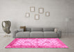 Machine Washable Oriental Pink Traditional Rug in a Living Room, wshabs3992pnk