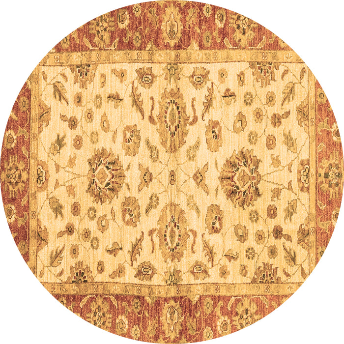 Round Oriental Brown Traditional Rug, abs3992brn