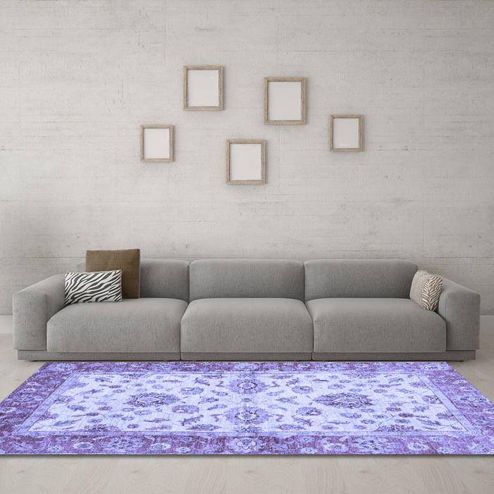 Machine Washable Oriental Blue Traditional Rug in a Living Room, wshabs3992blu
