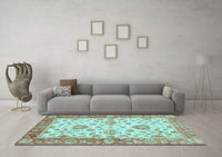 Machine Washable Oriental Light Blue Traditional Rug, wshabs3992lblu