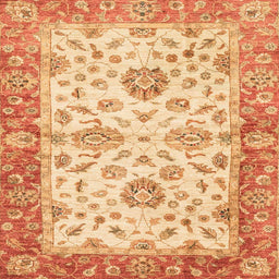 Square Abstract Chrome Gold Yellow Oriental Rug, abs3992