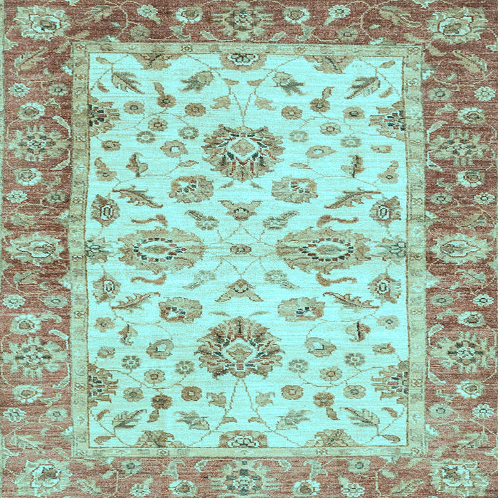 Square Machine Washable Oriental Light Blue Traditional Rug, wshabs3992lblu