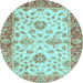 Round Oriental Light Blue Traditional Rug, abs3992lblu