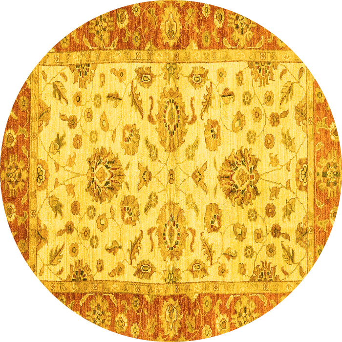 Round Oriental Yellow Traditional Rug, abs3992yw