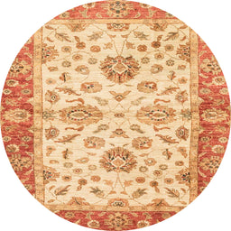 Round Abstract Chrome Gold Yellow Oriental Rug, abs3992
