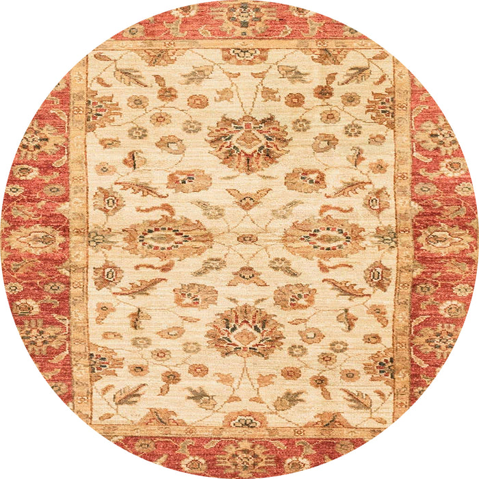 Round Abstract Chrome Gold Yellow Oriental Rug, abs3992