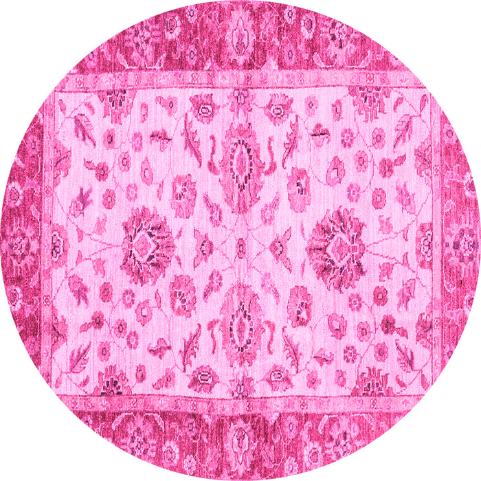 Round Oriental Pink Traditional Rug, abs3992pnk