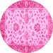 Round Oriental Pink Traditional Rug, abs3992pnk