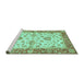 Sideview of Machine Washable Oriental Turquoise Traditional Area Rugs, wshabs3992turq