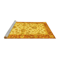 Sideview of Machine Washable Oriental Yellow Traditional Rug, wshabs3992yw