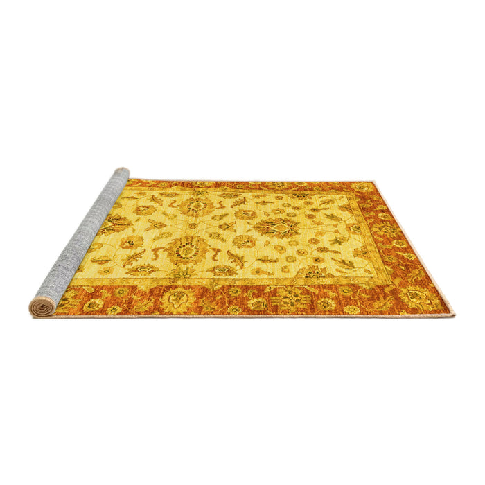 Sideview of Machine Washable Oriental Yellow Traditional Rug, wshabs3992yw
