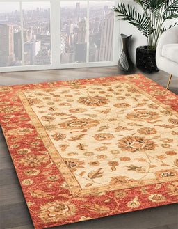 Machine Washable Abstract Chrome Gold Yellow Rug in a Family Room, wshabs3992