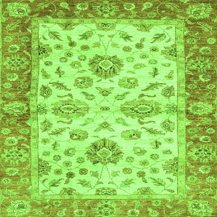 Square Oriental Green Traditional Rug, abs3992grn