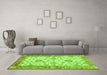 Machine Washable Oriental Green Traditional Area Rugs in a Living Room,, wshabs3992grn