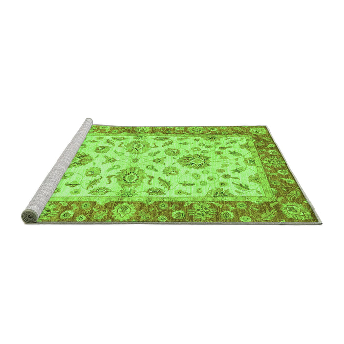 Sideview of Machine Washable Oriental Green Traditional Area Rugs, wshabs3992grn