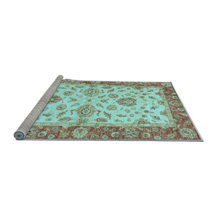 Sideview of Machine Washable Oriental Light Blue Traditional Rug, wshabs3992lblu