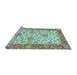 Sideview of Machine Washable Oriental Light Blue Traditional Rug, wshabs3992lblu