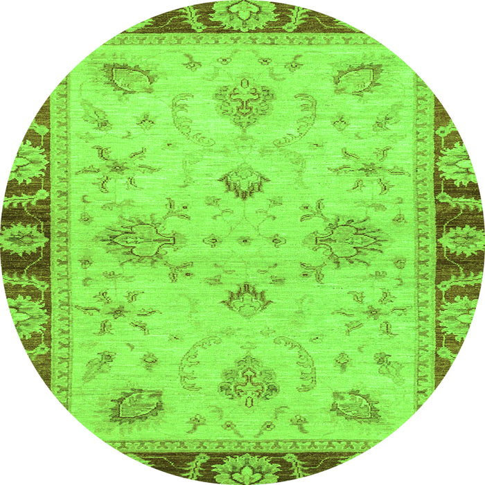 Round Oriental Green Traditional Rug, abs3993grn