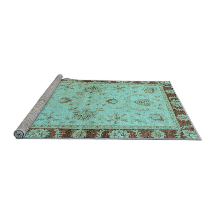 Sideview of Machine Washable Oriental Light Blue Traditional Rug, wshabs3993lblu