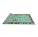 Sideview of Machine Washable Oriental Light Blue Traditional Rug, wshabs3993lblu