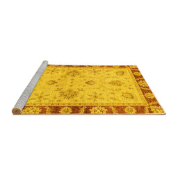 Sideview of Machine Washable Oriental Yellow Traditional Rug, wshabs3993yw