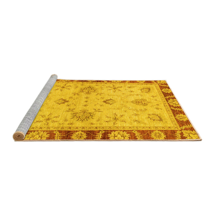 Sideview of Machine Washable Oriental Yellow Traditional Rug, wshabs3993yw