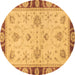 Round Oriental Brown Traditional Rug, abs3993brn