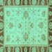 Square Oriental Turquoise Traditional Rug, abs3993turq