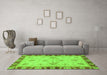 Machine Washable Oriental Green Traditional Area Rugs in a Living Room,, wshabs3993grn