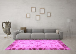 Machine Washable Oriental Purple Traditional Area Rugs in a Living Room, wshabs3993pur