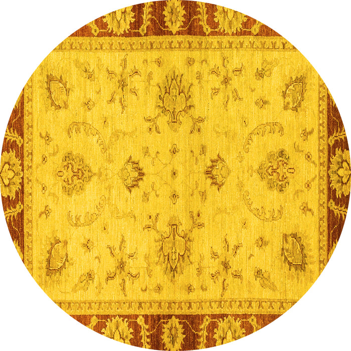 Round Oriental Yellow Traditional Rug, abs3993yw
