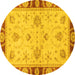 Round Oriental Yellow Traditional Rug, abs3993yw