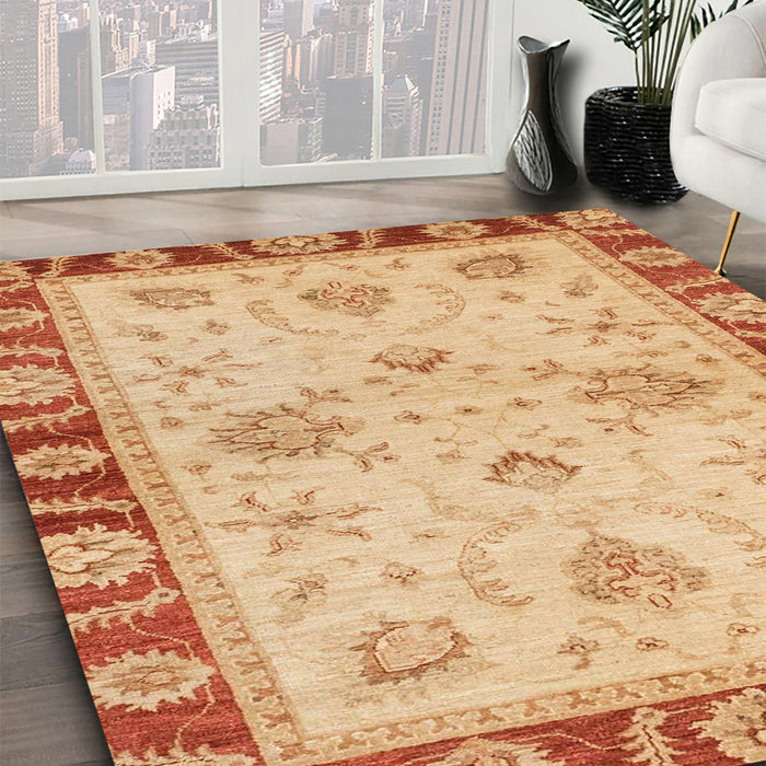Machine Washable Abstract Orange Rug in a Family Room, wshabs3993