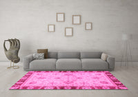 Machine Washable Oriental Pink Traditional Rug, wshabs3993pnk