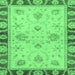 Square Machine Washable Oriental Emerald Green Traditional Area Rugs, wshabs3993emgrn