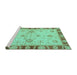 Sideview of Machine Washable Oriental Turquoise Traditional Area Rugs, wshabs3993turq