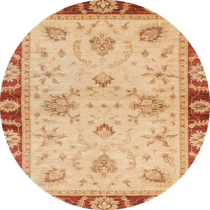 Round Abstract Orange Oriental Rug, abs3993