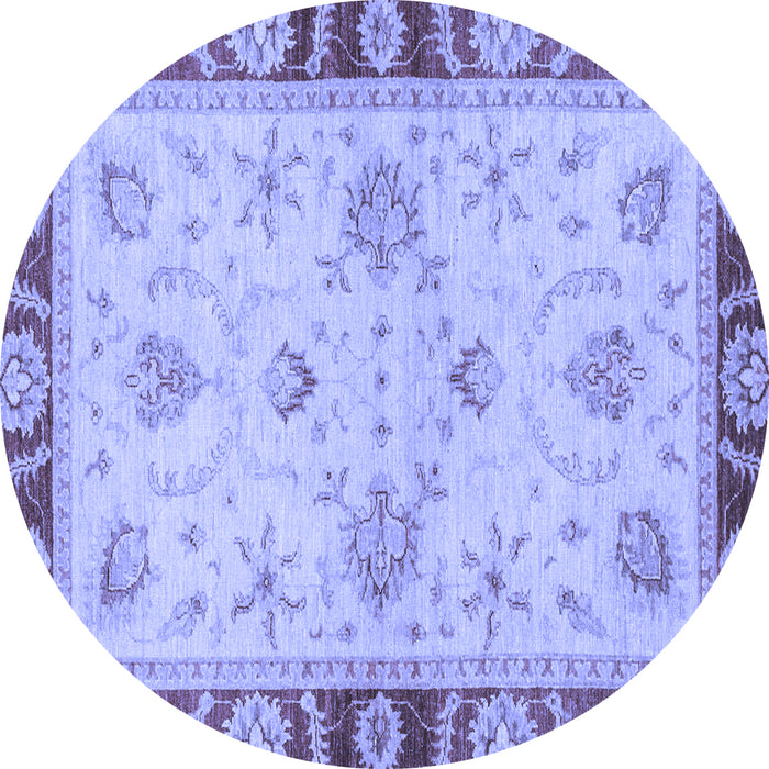 Round Machine Washable Oriental Blue Traditional Rug, wshabs3993blu
