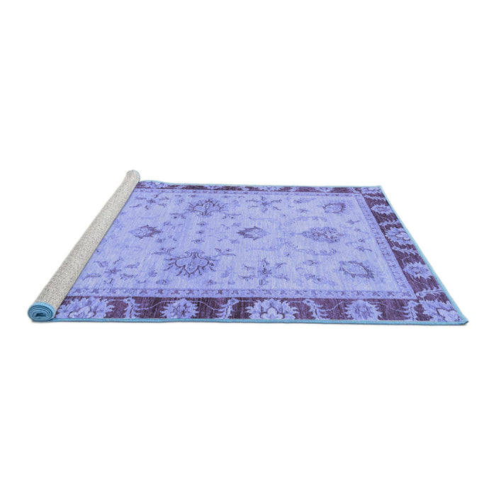 Sideview of Machine Washable Oriental Blue Traditional Rug, wshabs3993blu