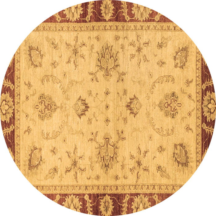 Round Machine Washable Oriental Brown Traditional Rug, wshabs3993brn