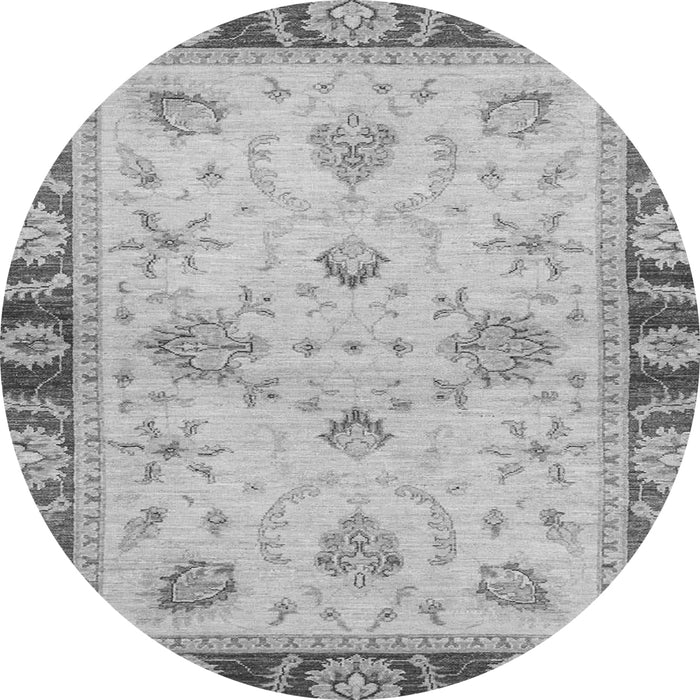 Round Machine Washable Oriental Gray Traditional Rug, wshabs3993gry
