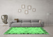 Machine Washable Oriental Emerald Green Traditional Area Rugs in a Living Room,, wshabs3993emgrn