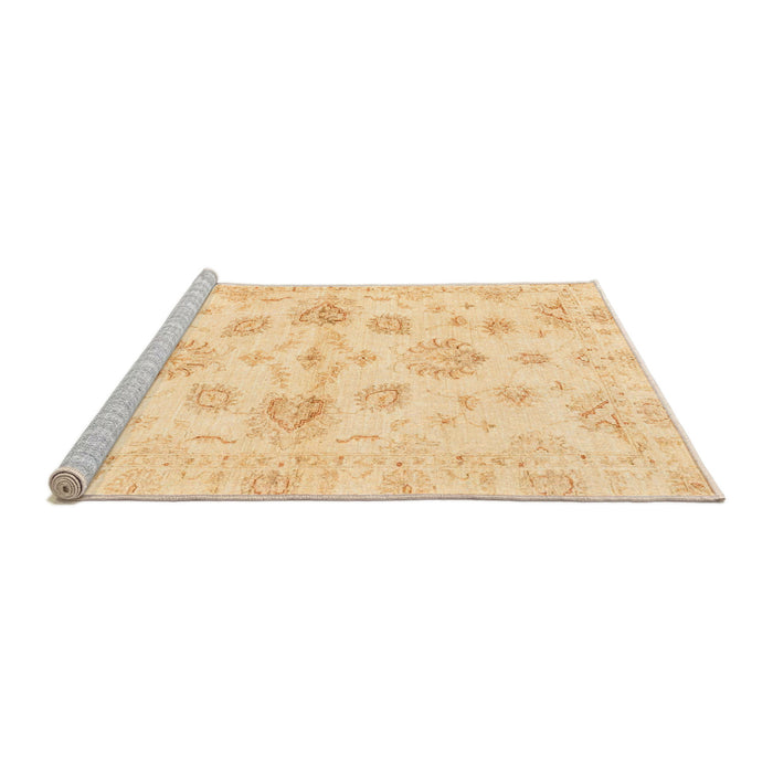 Sideview of Machine Washable Abstract Brown Gold Rug, wshabs3994