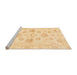 Sideview of Machine Washable Abstract Brown Gold Rug, wshabs3994