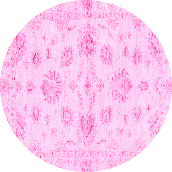 Round Oriental Pink Traditional Rug, abs3994pnk