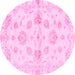 Round Oriental Pink Traditional Rug, abs3994pnk